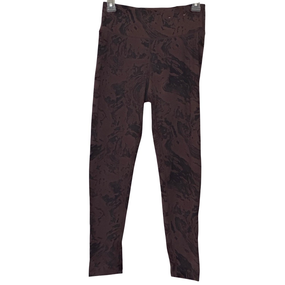 FLX Leggings Womens Medium Mauve Black Marble High Rise Recycled Nylon Spandex